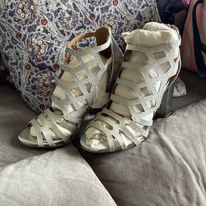 Silver shoes never worn size 8